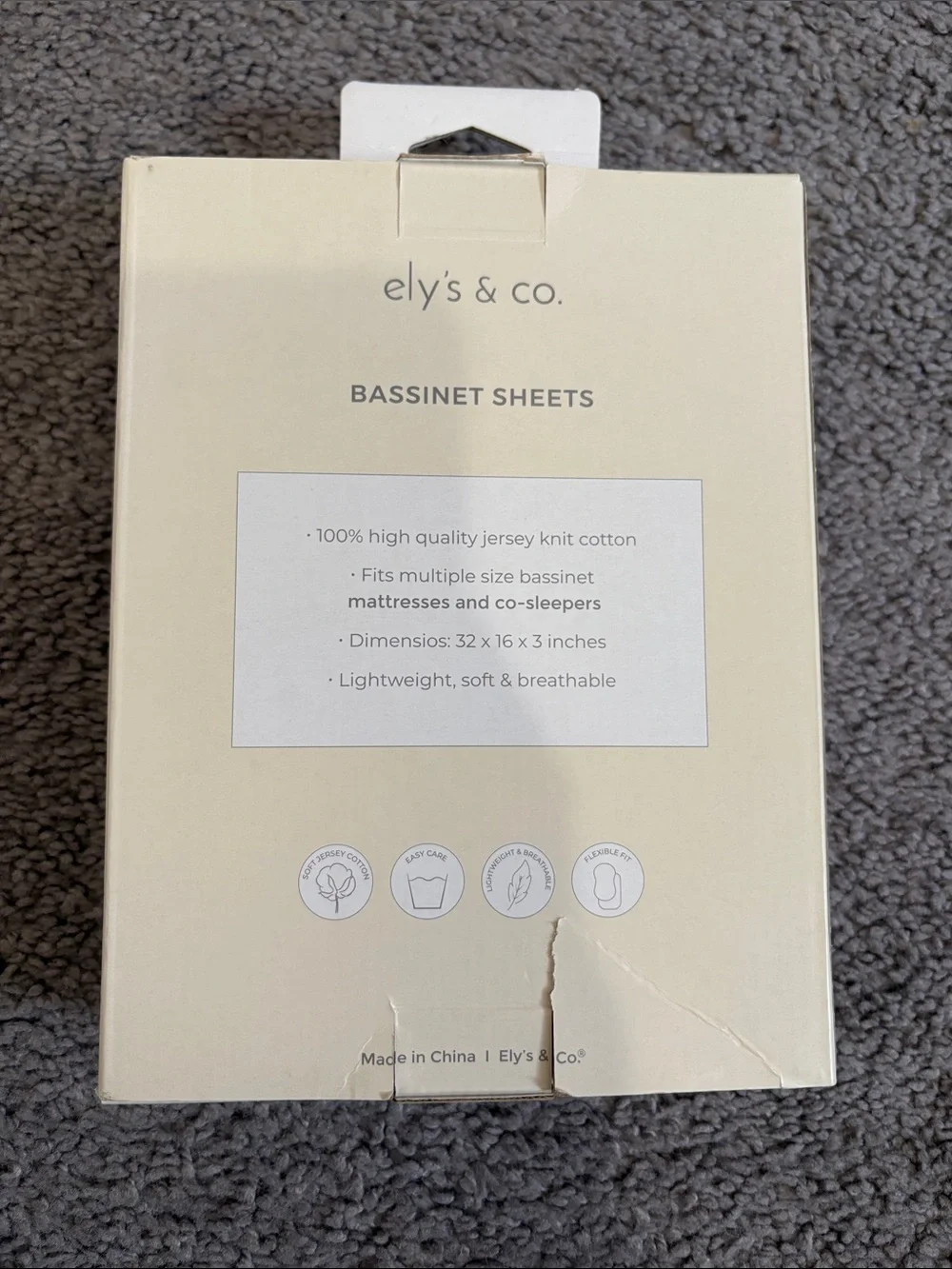 ely's & co. Bassinet Sheets - White with Gray Dot Pattern